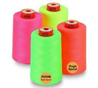 New brothread - 28 Opciones - 4 Bobinas Grandes de 5000M hilo de coser de poliéster todo propósito 40S/2 (Tex27) para coser, acolchar, patchwork, remalladora y overlock - Neon Colours