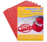 New brothread - 6 PCS Espuma de bordado 9″x12″ (23cmx30.5cm) Tamaño Grande 3MM Espesor Creación de efecto bordado 3D para gorras, prendas, chaquetas, bolsos, mochilas y más - Rojo