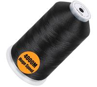 New brothread - Bobina Individual Enorme de 4000M/Unidad 100% Poliéster Hilo de Bordar a Máquina de 40WT para Máquinas Comerciales y Domésticas - Black