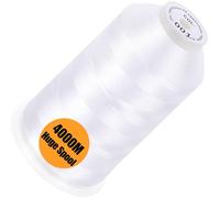 New brothread - Bobina Individual Enorme de 4000M/Unidad 100% Poliéster Hilo de Bordar a Máquina de 40WT para Máquinas Comerciales y Domésticas - White