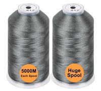 New brothread Conjunto de 2 Poliéster Bordado Máquina Hilo Grande Carrete 5000M para Todas Las máquinas de Bordado - Gray