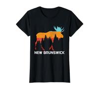 New Brunswick Canadá Vintage Pride Souvenir Alce Naturaleza Camiseta gráfica económica, Mujer, Negro, M