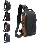 New Carbon Fiber Streamline Anti-Theft Sling Bag, Anti-Theft Crossbody Sling Backpack Bag for Men&Women, Waterproof & USB(Black Gold)