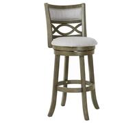New Classic Furniture Manchester - Taburete de bar giratorio con respaldo abierto y asiento tapizado de tela y respaldo, 73 cm, color gris