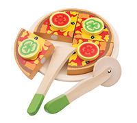 New Classic Toys-10587 New Classic Toys 0587-Set de Pizza y Accesorios, Color madera (ref 0587) , color/modelo surtido