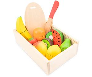 New Classic Toys 10581 - Caja con Fruta y Comida de Juguete para Cortar