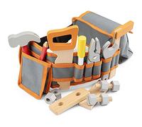 New Classic Toys Cinturón de Herramientas Ajustable con Herramienta de Juego Colorido y Accesorios de Madera