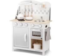 New Classic Toys Cocina de madera blanca y gris