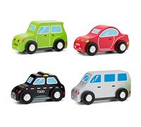 New Classic Toys-11934 Vehículos Mini Set con 4 Sedan, Van, Coupe y Taxi/Material: Madera/Empujar los Coches para niños de 12 Meses, Color voitures-Deluxe (1934)