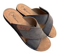new confort Chanclas abiertas hombre playa Tilo FLEXIA Empeine cruzado con zapatilla con plantilla suave vegan friendly, Td Moro, 44 EU