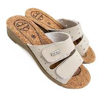 new confort Chanclas de mujer doble desgarro ecopiel Stella cómodas ligeras y lavables verano casa y paseos - Lavables vegan 100%, beige, 38 EU
