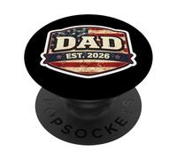 New Dad EST 2026 Bandera Patriótica Americana Padre Establecido PopSockets PopGrip Adhesivo