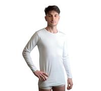 New Day intimo eccezionale Made in Italy - Pack de 3 Camisetas Interiores para Hombre de Manga Larga en algodón cálido de Invierno, Cuello Redondo o Cuello en V, (Cuello Redondo/Blanco, XL)