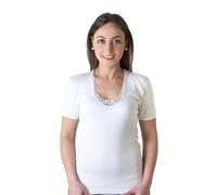 New Day intimo eccezionale - Pack de 3 Camisetas Interiores para Mujer de Manga Corta en 100% algodón Ligero con Encaje de macramé o Ribete Satinado, Made in Italy (Encaje/Blanco, XXL)