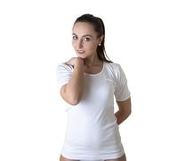 New Day intimo eccezionale - Pack de 3 Camisetas Interiores para Mujer de Manga Corta en algodón cálido (Encaje de macramé o Ribete Satinado), Made in Italy (Raso/Blanco, S)