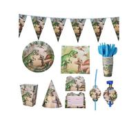 New Dinosaur Tyrannosaurus Rex themed Boy Birthday Party Paper Plate Flag Pulling Tissue Tableware Set