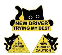 New Driver Sticker, Black Cat Decal, Automotive Sign with Compact Build, Safety Utility with Easy Application, 63g Vehicle Accessory, Reliable Aid for Road Trips Daily Commuting Outdoor Events