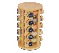 New England Stories Juego de estante giratorio para especias con 20 tarros de especias, organizador de torre de especias de cocina para encimera o gabinete, almacenamiento de carrusel incluye 386