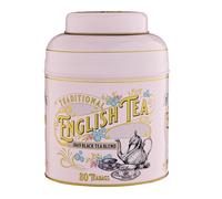New English Teas Caddy de té rosa victoriano vintage con 80 bolsitas de té negro de mezcla inglesa 1869