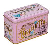 New English Teas Lata de té victoriana vintage en rosa con 40 bolsitas de té de mezcla 1869