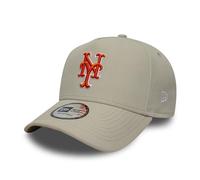 New Era 9Forty Aframe - Gorra de béisbol para adulto, diseño de los New York Mets, color beige claro