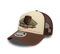 New Era 9Forty Trucker - Gorra de béisbol para adulto, diseño de oso grizzly con gráfico, color beige claro