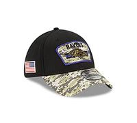 New Era Baltimore Ravens NFL On Field 2021 Salute to Service Black 39Thirty Stretch Cap - S-M (6 3/8-7 1/4)