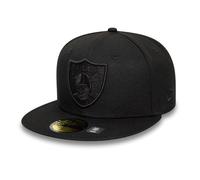 New Era Black On Black NFL 59Fifty Las Vegas Raiders Fitted Cap, Negro , 57-58