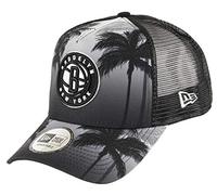 New Era Brooklyn Nets Frame Adjustable Trucker Cap NBA Palm Tree Grey/Black - One-Size