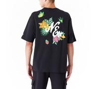 New Era Camiseta de gran tamaño, diseño floral, color negro, Negro , L