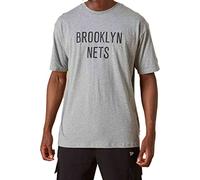 New Era - Camiseta NBA Brooklyn Nets Washed Pack Wordmark Oversized, color gris, gris, 56