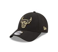 New Era Chicago Bulls Black NBA Gold Logo 9Forty Adjustable Snapback Cap - One-Size