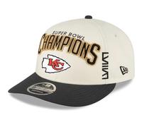 New Era Gorra Ajustable 9FIFTY de Perfil bajo Color Crema/Negro para Hombre, Color Crema/Negro, Kansas City Chiefs, Super Bowl LVIII Champions Locker Room, Color Crema, Talla única