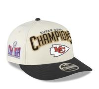 New Era Gorra Ajustable 9FIFTY de Perfil bajo Color Crema/Negro para Hombre, Kansas City Chiefs, Super Bowl LVIII Champions Locker Room, Color Crema, Talla única