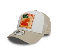 New Era Gorra California Parche Oso Camionero Sombrero Ajustable Snapback Malla Estados Unidos A-Frame Blanco Beige