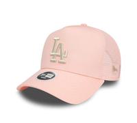 New Era Gorra de béisbol 9Forty Trucker Metallic Trucker MLB Los Angeles Dodgers para mujer, color rosa pastel