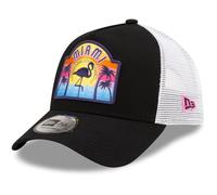 New Era Gorra de camionero ajustable con marco en A, negro Miami, Negro, Talla única