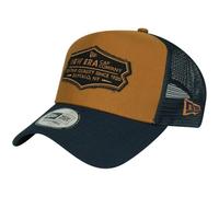 New Era Gorra de camionero ajustable, parche retro azul marino/cacahuete, talla única
