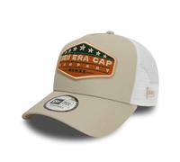 New Era Gorra de Camionero Ajustable Snapback Parche Visera Curvada Malla Sombrero Beige Blanco