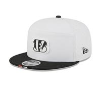 New Era Gorra de entrenamiento 9FIFTY para hombre, color blanco/negro, con panel dividido 9FIFTY de los Cincinnati Bengals 2025