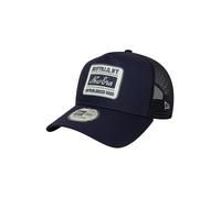 New Era Gorra de camionero de malla con marco A, parche de la marca, azul marino, talla única
