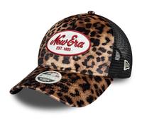 New Era Gorra para mujer 9Forty M-Crown Trucker, diseño de leopardo, color negro