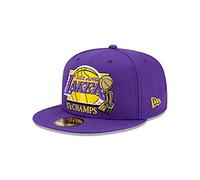 New Era LA Los Angeles Lakers 59FIFTY 2020 NBA Finals 17x Champions Trophy Gorra ajustada, sombrero morado dorado (7 1/8)