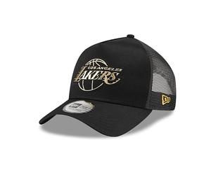 New Era Los Angeles Lakers Gorra de Camionero Negro Logotipo del Equipo Baloncesto Sombrero Snapback Malla