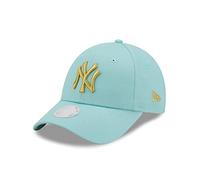 New Era MLB Fancap York Yankees 9Forty verstellbar gebogener Schirm Metallic Logo türkis - One-Size