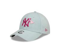 New Era MLB Gorra de béisbol para Mujeres niñas Logo NY New York Yankees Ajustable Vaquero corazón Azul