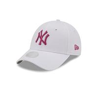 New Era MLB League Essential Cap für Damen Der York Yankees weiß mit pinkem Teamlogo NY Strapback-Verschluss - One-Size