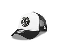 New Era NBA Baloncesto Brooklyn Nets Color del Equipo Negro Blanco A-Frame Gorra de Camionero Visera Curvada inserción de Malla