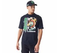 New Era NBA Flame Print - Camiseta de Gran tamaño, diseño de los Boston Celtics, Negro y Verde