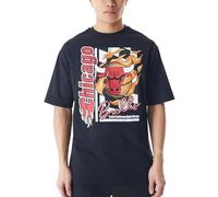 New Era NBA Flame Print Oversized T-Shirt Chicago Bulls Black Red Camiseta Unisex Adulto